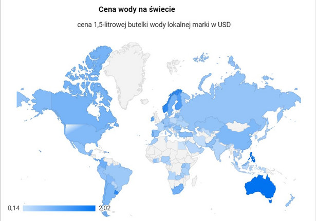 Cena wody butelkowanej na świecie