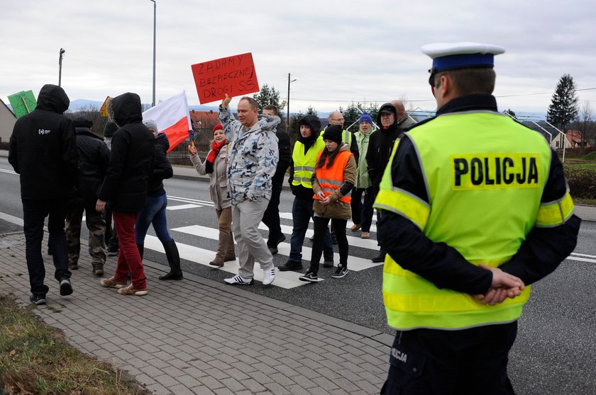 Blokada krajowej „ósemki” w Polanicy-Zdrój (dolnośląskie)