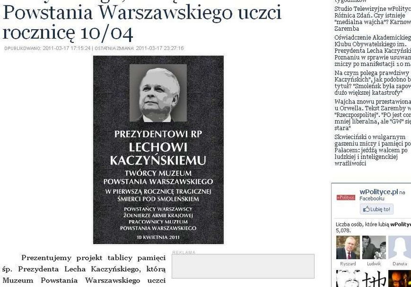 Kaczyński będzie miał rzeźbę w Muzeum Powstania Warszawskiego