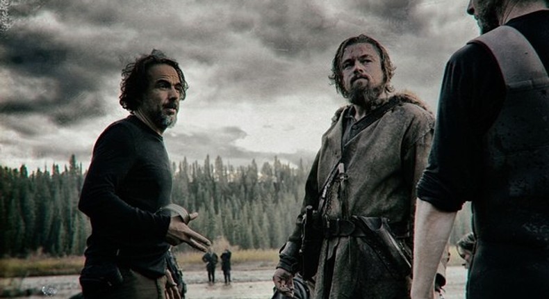 The Revenant: Alejandro González Iñárritu on set with Leonardo DiCaprio