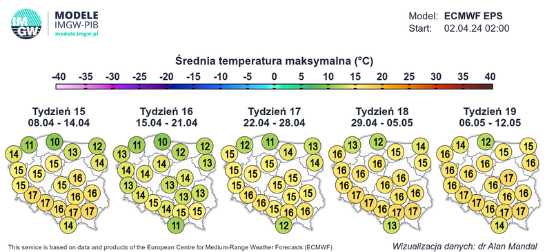 Spadek anomalii nie oznacza dużego zimna, a powrót temperatur charakterystycznych dla kwietnia