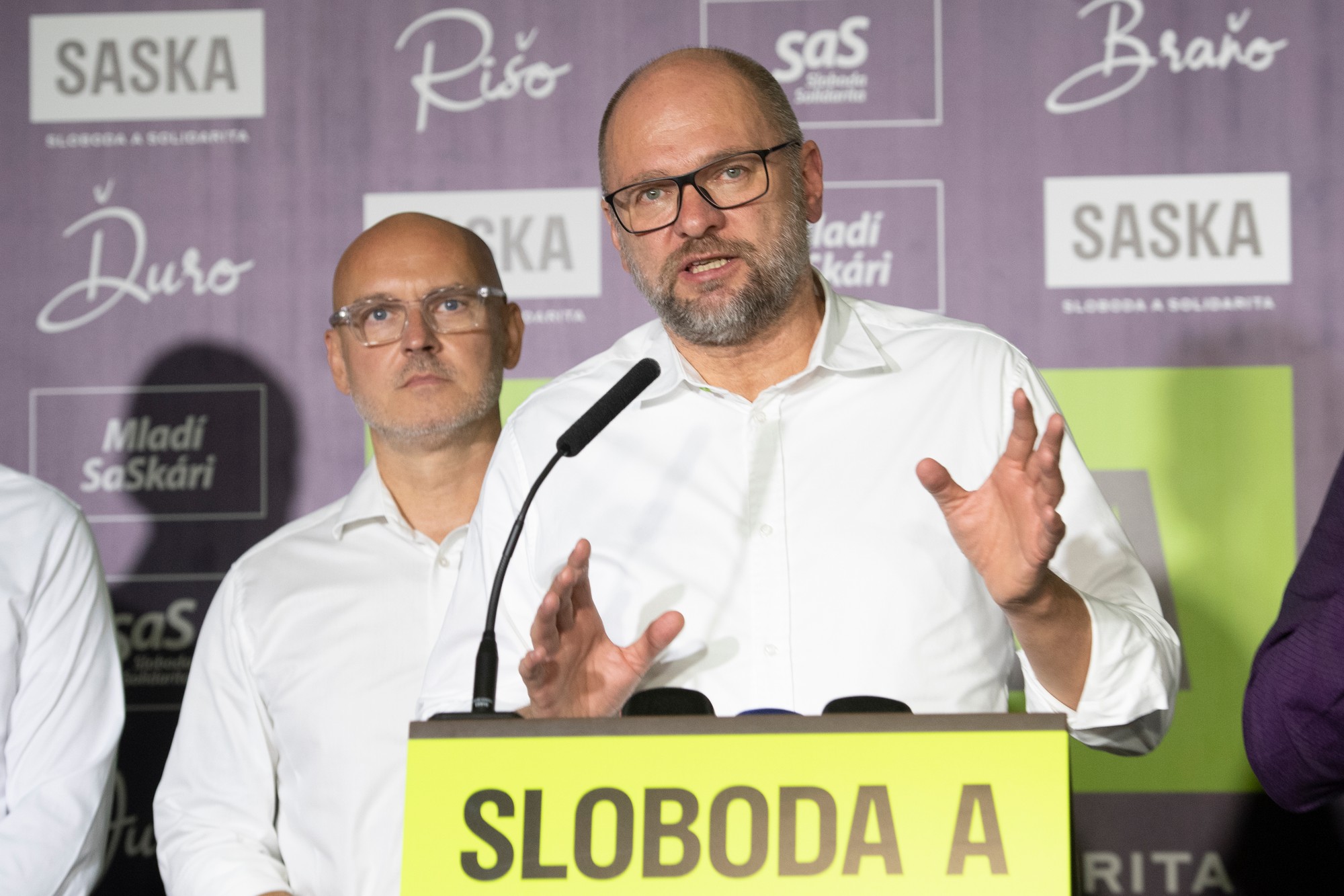 Predseda SaS Richard Sulík a podpredseda SaS Branislav Gröhling