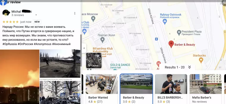 Masowa akcja trollingowa. Z Map Google Rosjanie mogą dowiedzieć się prawdy o wojnie w Ukrainie
