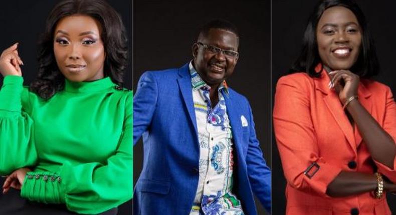 Catherine Kamau aka Kate Actress, Daniel Ndambuki aka Churchill and Esther Akoth akaAkothe who have been appointed to the Talanta Hela Technical Committee by Sports CS, Ababu Namwamba