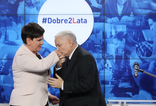 Prezes PiS Jarosław Kaczyński i premier Beata Szydło