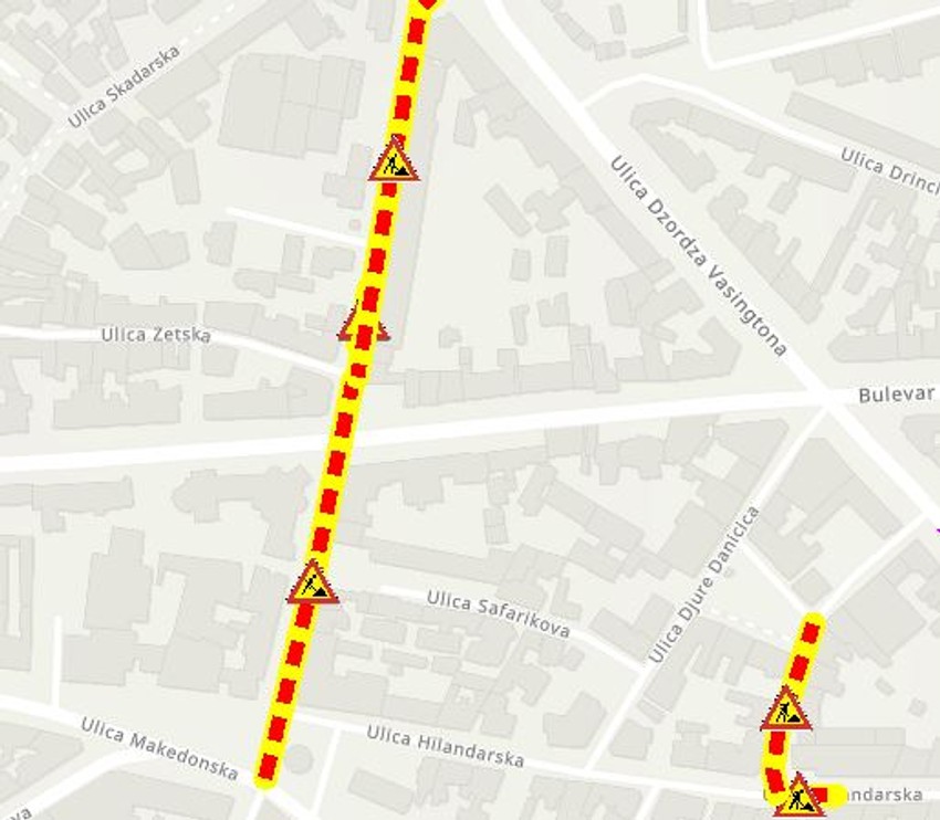 Radovi u Cetinjskoj ulici