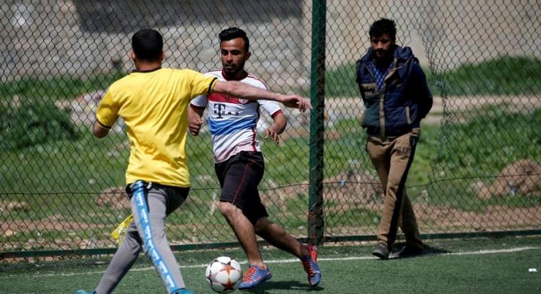 Now that eastern Mosul has been recaptured from IS jihadists, efforts are underway to rehabilitate football pitches, even as the battle for the Iraqi city's west continues on the other side of the Tigris River