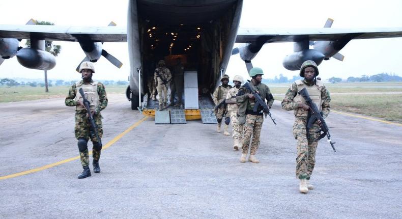 NAF destroys Boko Haram's logistics base, assembly area in Borno (Video) [Twitter/@Hejeoma]