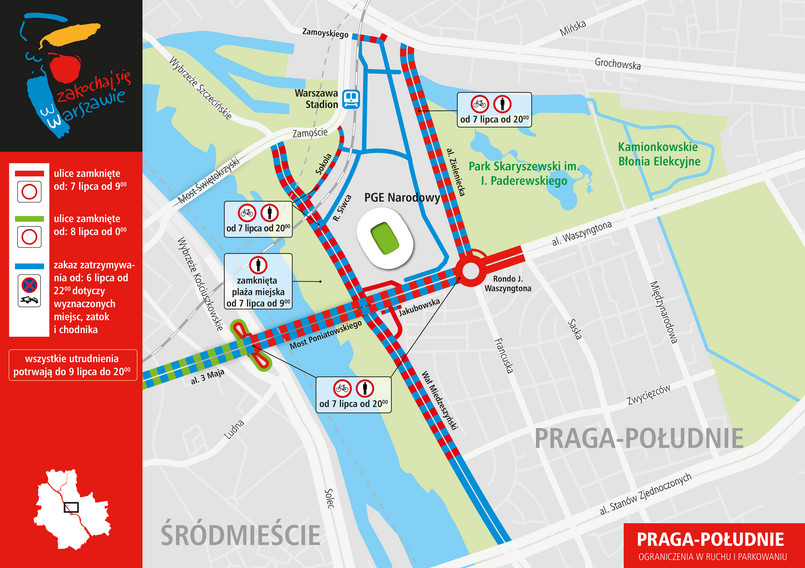 Plan ograniczeń w czasie szczytu NATO - Warszawa Praga-Południe
