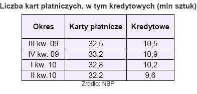 Liczba kart płatniczych, w tym kredytowych (mln sztuk)