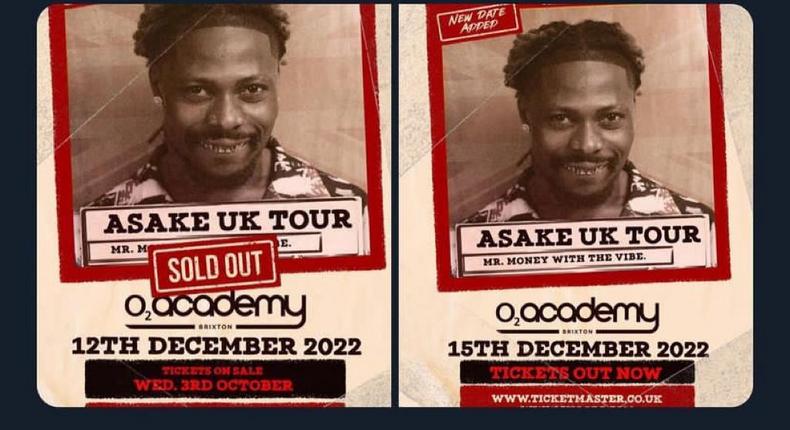 Asake announces third 02 date