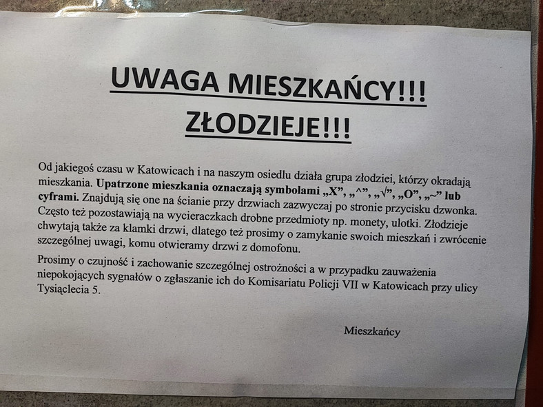 W Katowicach mieszkańcy wzajemnie ostrzegali się przed grasującymi włamywaczami