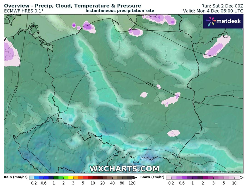 W nocy coraz mniej opadów i więcej rozpogodzeń