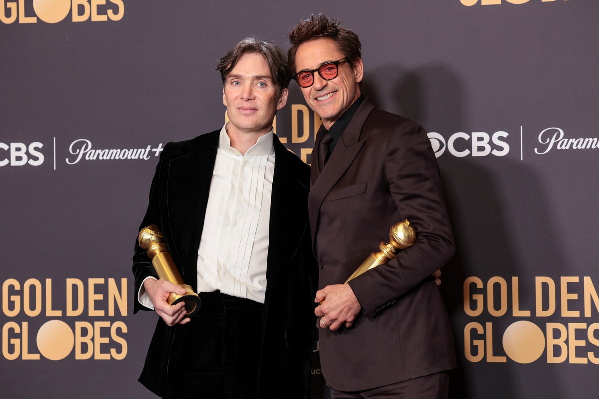 Złote Globy. Cillian Murphy (odtwórca roli Oppenheimera) i Robert Downey Jr.