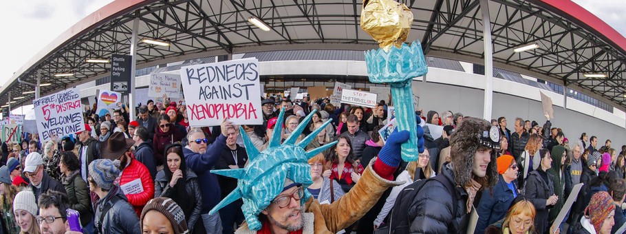 Protest at Atlanta's Hartsfield-Jackson Atlanta International Airport against President Trump's immigration ban