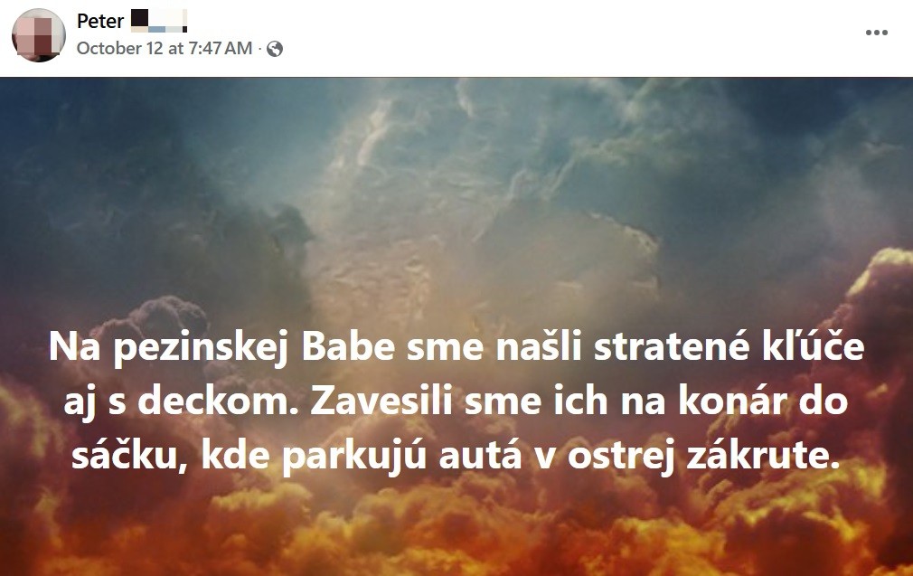 Peter nechal na sociálnej sieti znepokojujúci odkaz.