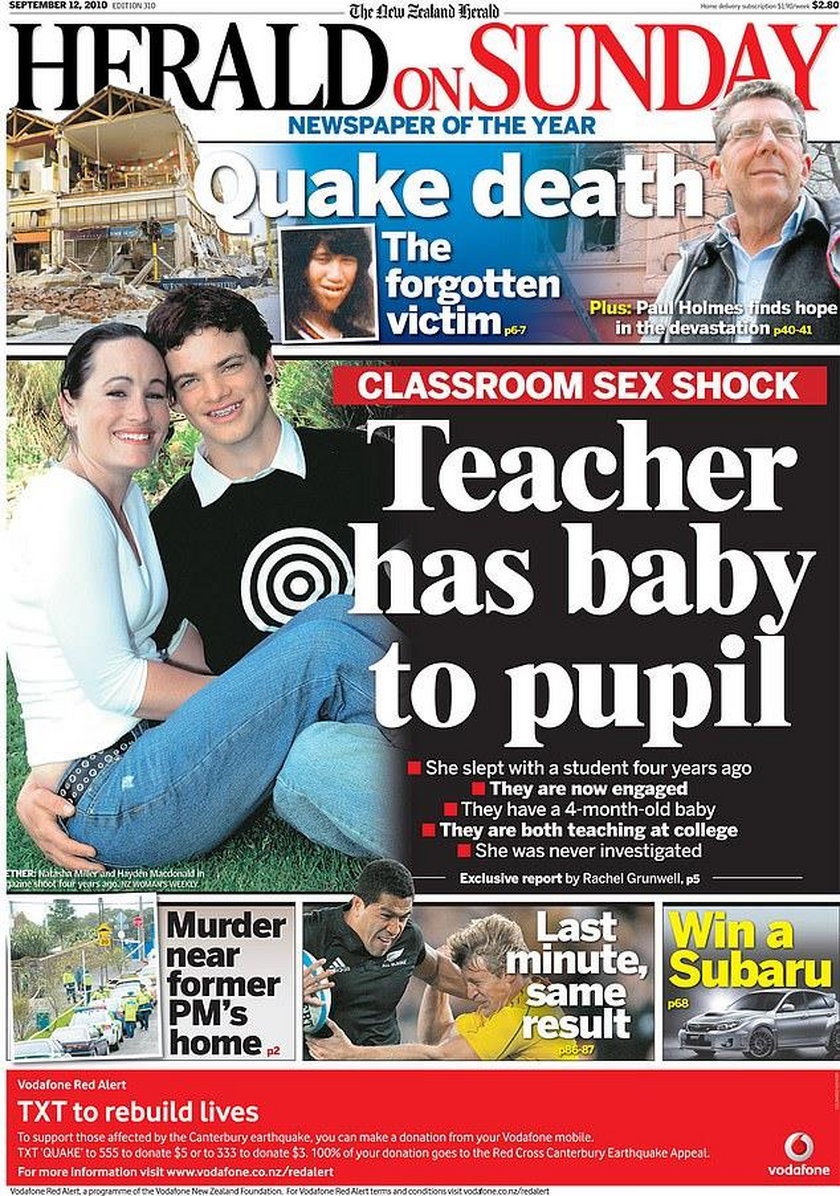 Nowa Zelandia: zwolnili nauczycielkę za romans z uczniem. Teraz tworzą rodzinę