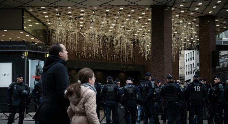 Yellow vest protesters occupied the glitzy Galeries Lafayette department story in Paris Sunday