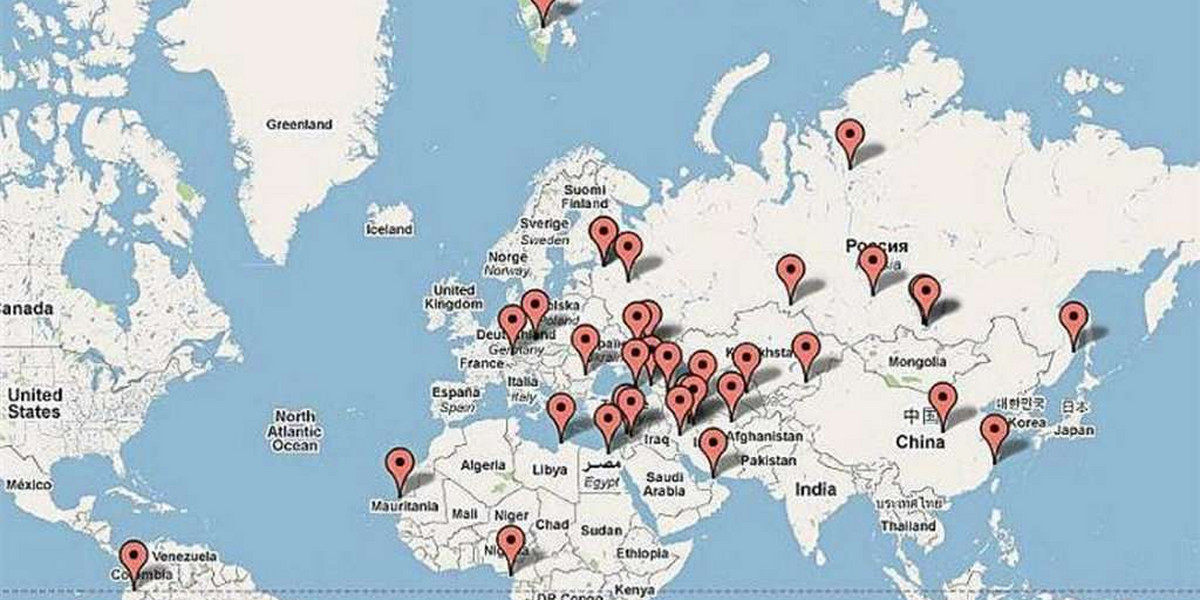 Tu rozbijały się TU-154.  Mapa