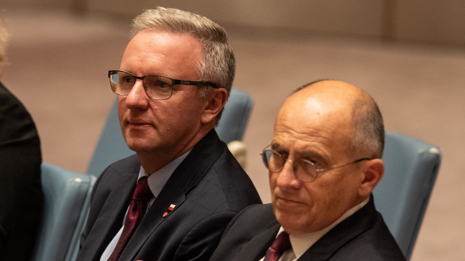 Krzysztof Szczerski i Zbigniew Rau podczas sesji Rady Bezpieczeństwa ONZ
