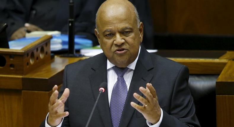 South Africa's Finance Minister Pravin Gordhan delivers his 2016 budget address to the parliament in Cape Town, February 24, 2016. REUTERS/Mike Hutchings
