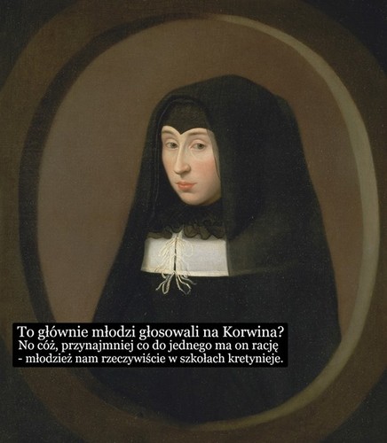 Janusz Korwin-Mikke mem / źródło: Facebook/SztuczneFiołki