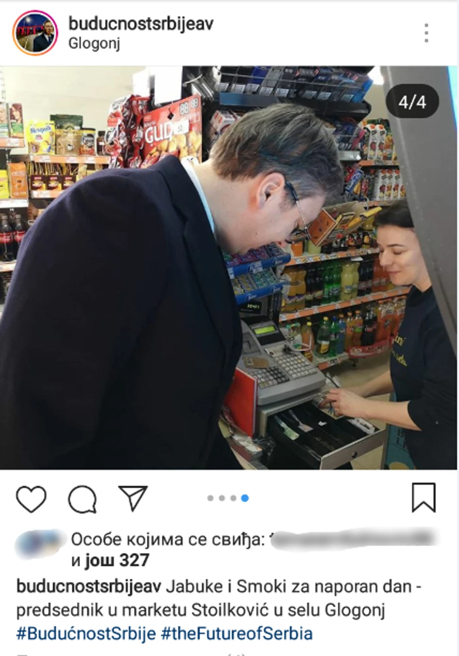 Predsednik kupuje namirnice