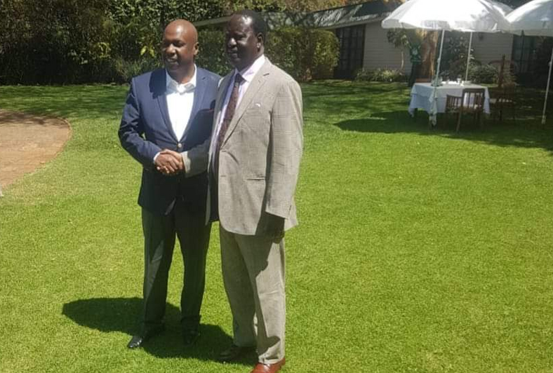 ODM leader Raila Odinga with Baringo Senator Gideon Moi  