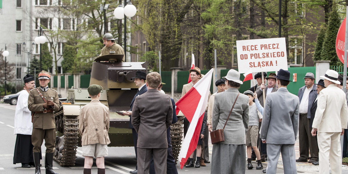 Katowice. Ul. Lompy, sceny do filmu „Szczęście świata” 