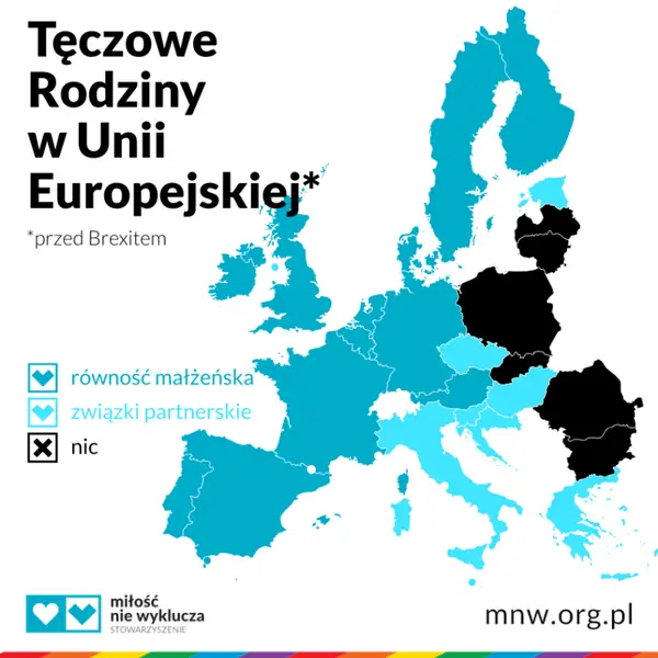 MNW mapa równości małżeńskiej w UE przed Brexitem