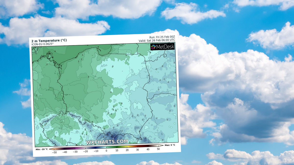 Prognoza pogody na piątek, 25 lutego. Nieco chłodniej. Opadów będzie niewiele