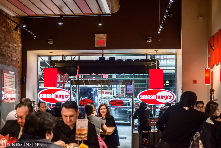 Smashburger, with its trendy, comfortable interior and upscale burger concepts, is obviously aiming for a premium-burger experience. Customers here expect interesting and trendy flavor combinations and ideas and an attentive level of service.