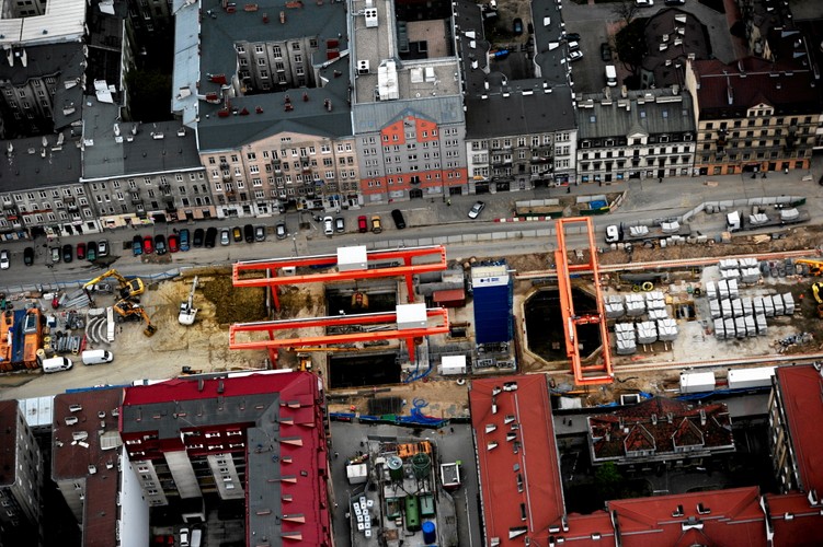 Budowa metra Dworzec Wileński z lotu ptaka