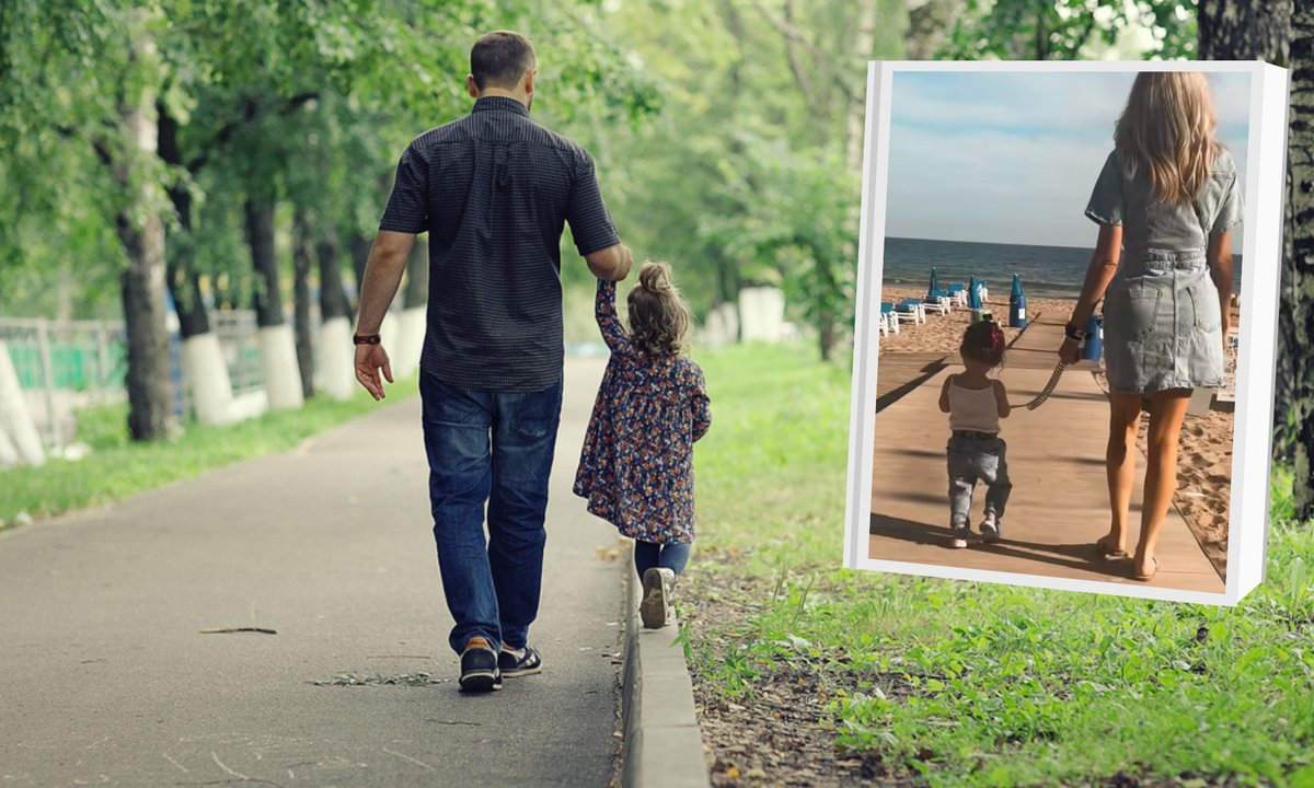 Pokazała, jak prowadzi córkę na smyczy. Wideo wzburzyło internautów. "To nie piesek"