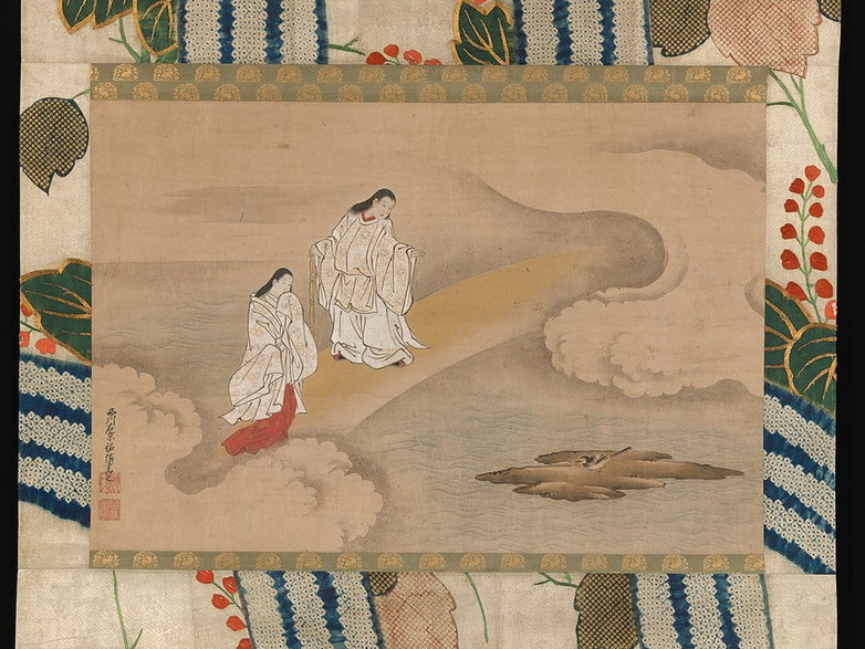 Bóg Izanagi i bogini Izanami, Sukenobu Nishikawa (1671–1750) (domena publiczna)
