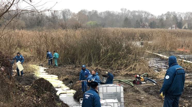 Több ezer köbméter olajos vizet és földet vittek el a helyszínről / Fotó: police.hu