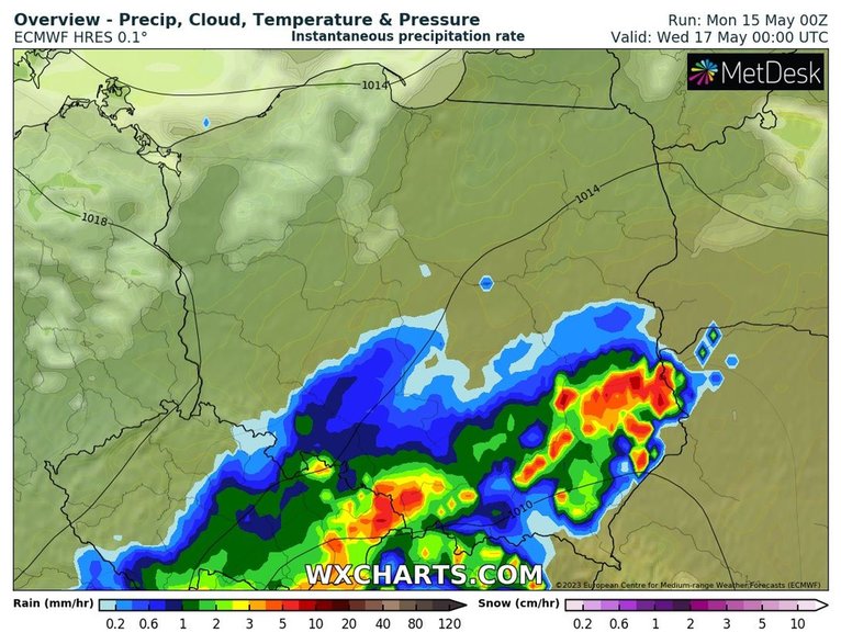 Fuertes lluvias azotaron el sur del país el martes por la noche