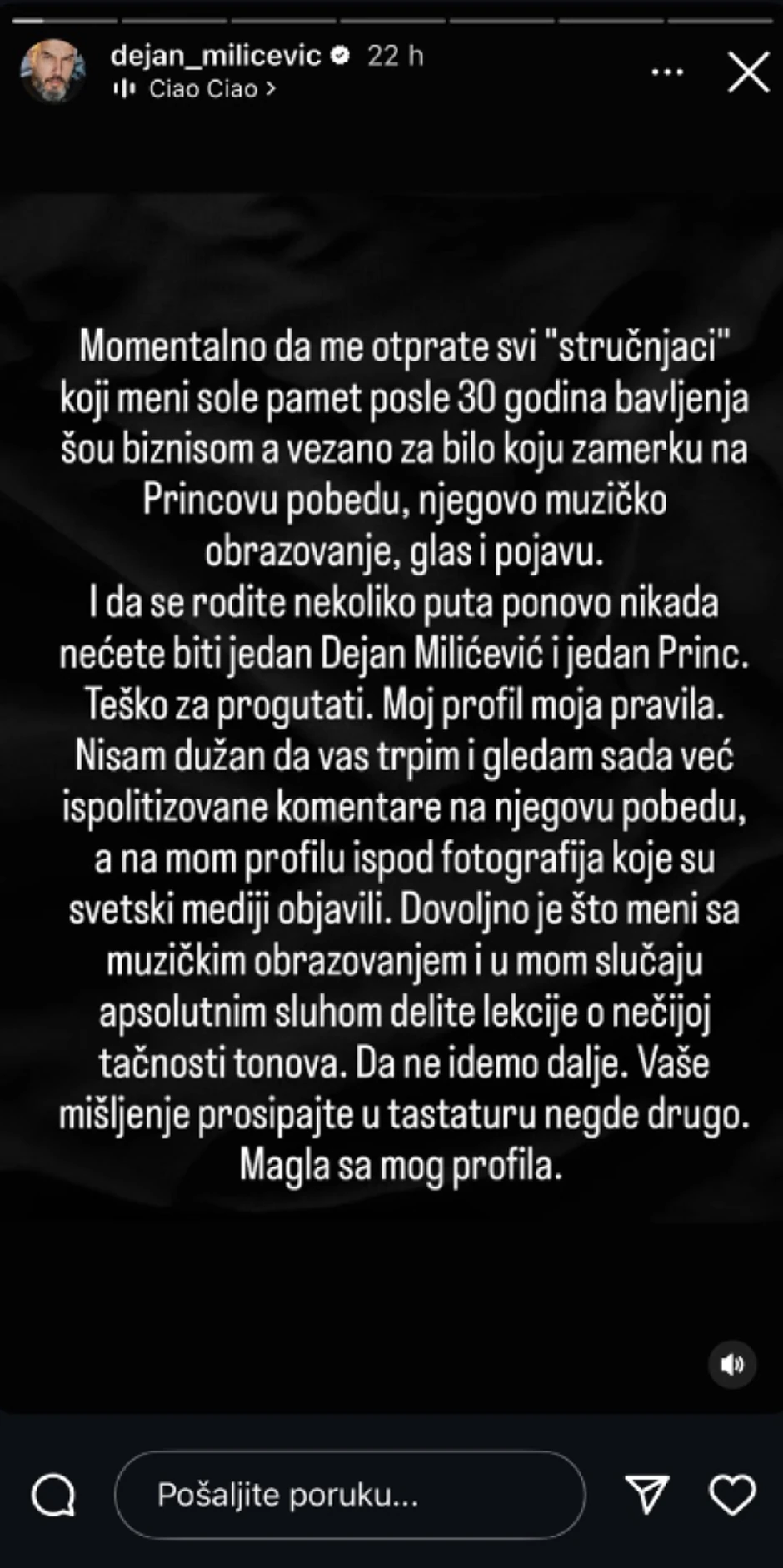 Dejan Milićević objava