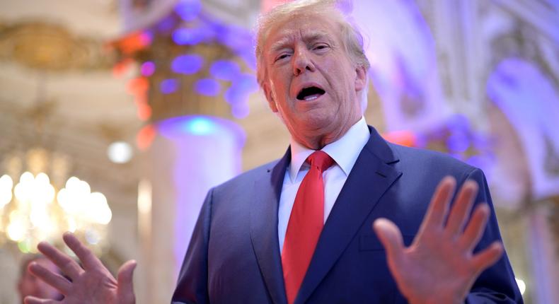 Donald Trump did not address the multiple investigations confronting him in a speech launching his third presidential campaign.Phelan M. Ebenhack for The Washington Post via Getty Images