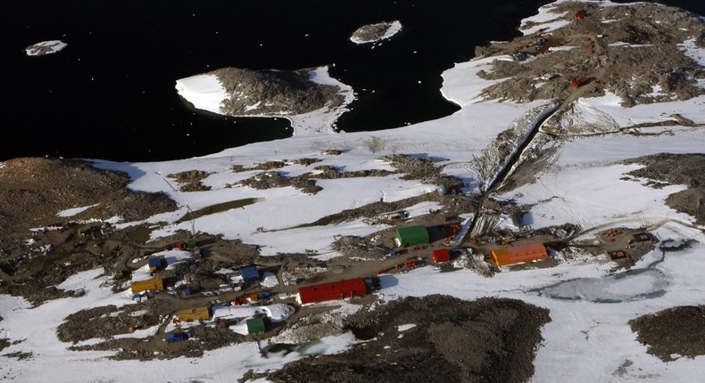 An aerial view of Australia's Casey station in Antarctica on January 17, 2008.