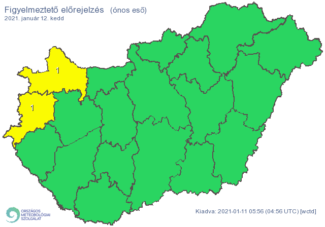 Győr-Moson-Sopron és Vas megyére figyelmeztetést adtak ki az ónos eső miatt /Fotó: Országos Meteorológiai Szolgálat/