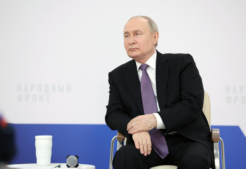 Prezydent Rosji Władimir Putin na forum "Wszystko dla zwycięstwa" w Tule, Rosja, 2 lutego 2024 r.