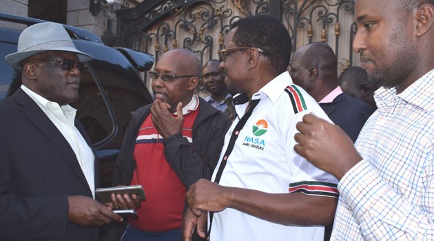 Senator James Orengo, with Businessman Jimi Wanjigi and politician Johnstone Muthama 