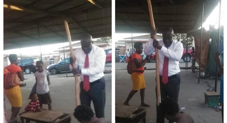 NPP MP Titus Glover pounds fufu