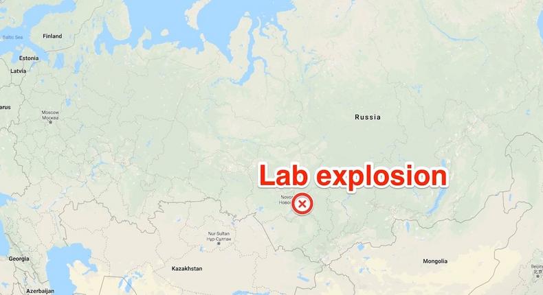 russia virus lab explosion map