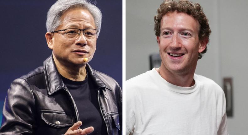 Jensen Huang and Mark Zuckerberg have had each other over for dinner.Getty Images