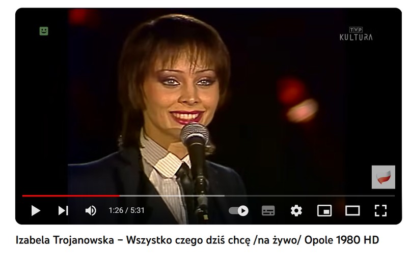 Izabela Trojanowska podczas festiwalu w Opolu w 1981 roku (fot. youtube.com)