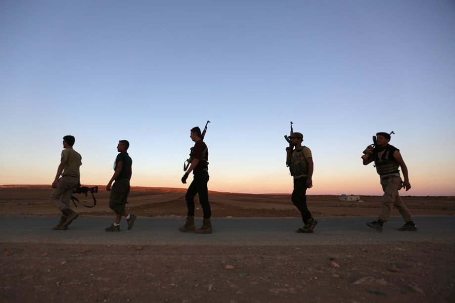 Rebel fighters in northern Aleppo countryside.