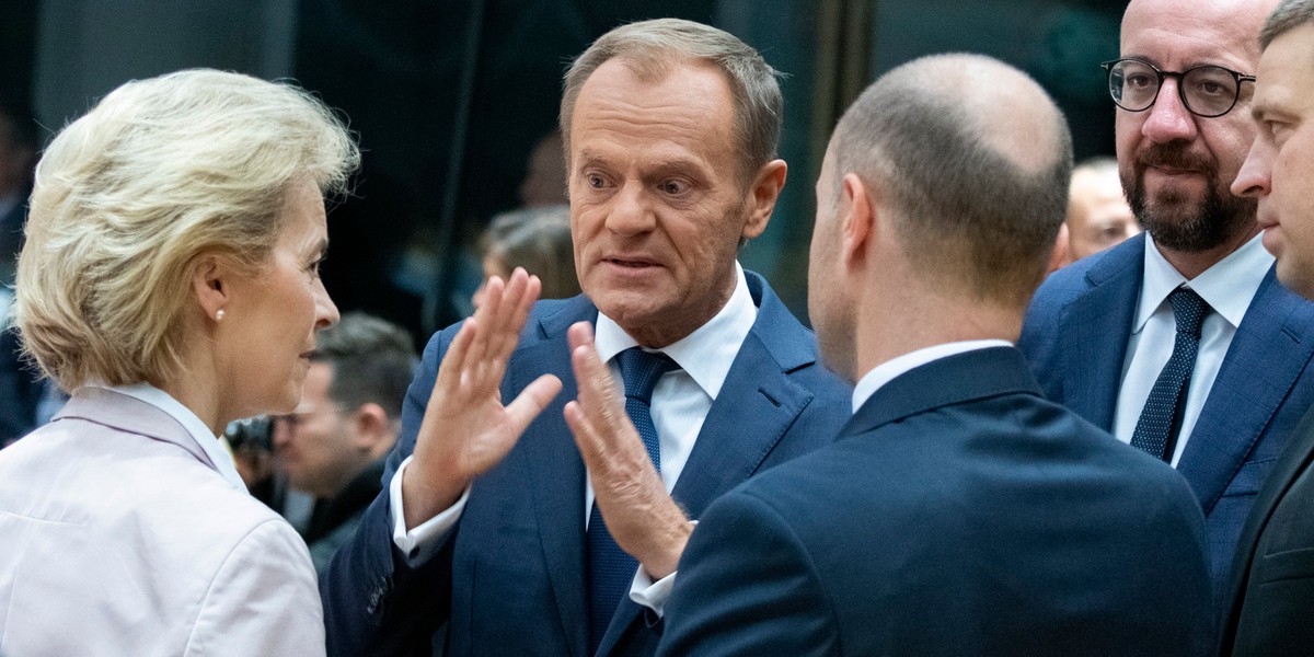 Donald Tusk podczas wizyty w Brukseli.