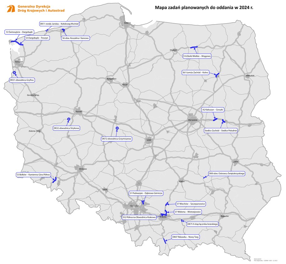 Tak wygląda mapa dróg, które w 2024 r. mają zostać oddane do użytku.